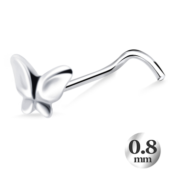 Modified Butterfly Curved Nose Stud NSKB-773 (0.8mm) 
